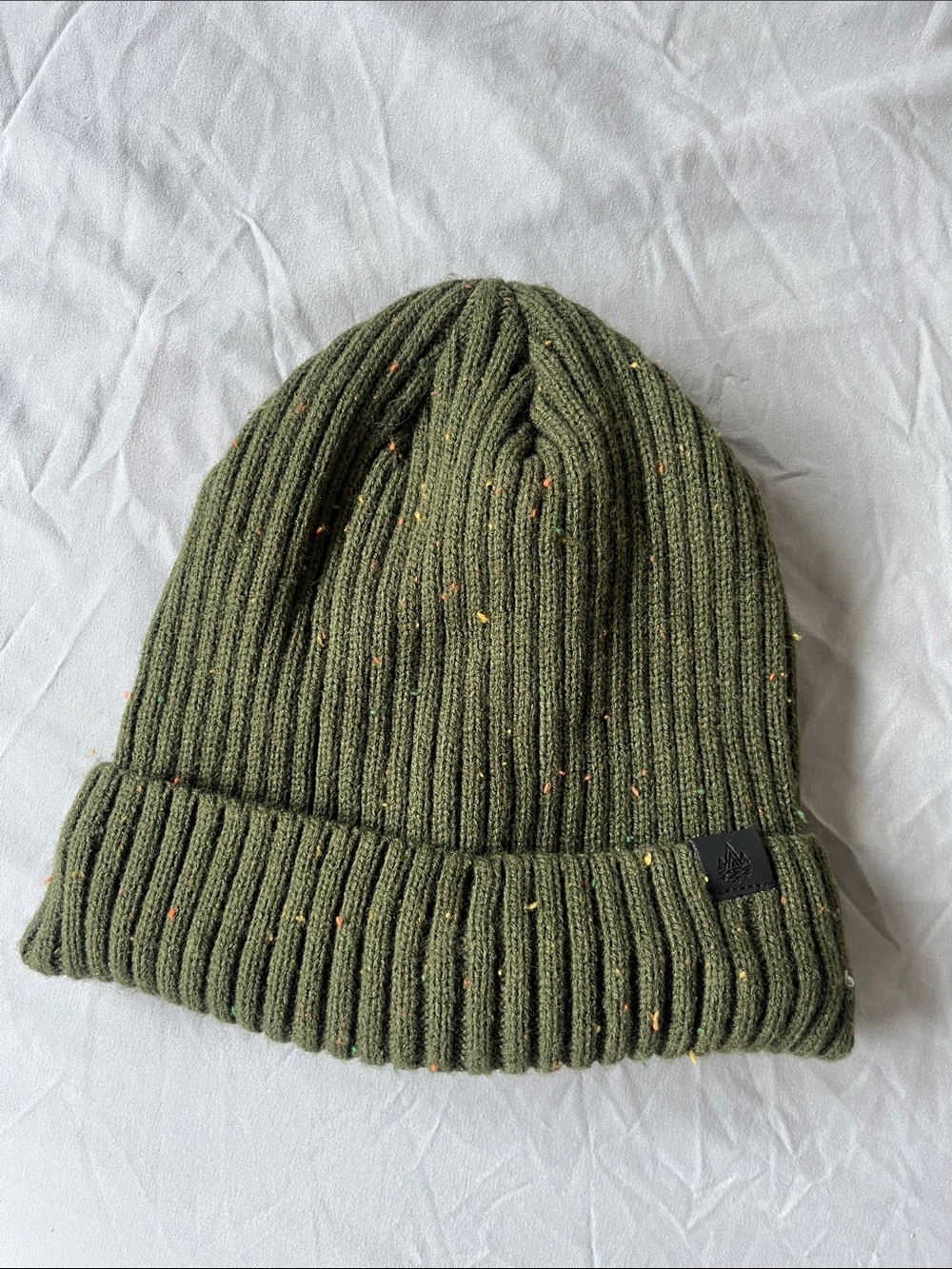 RAINFOREST Olive Ribbed Knit Beanie with Color Flecks